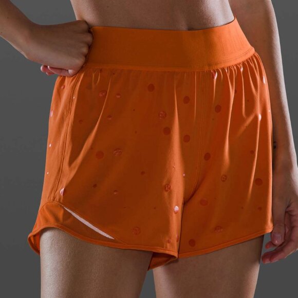 Lululemon RARE Hotty Hot Short 4" *Logo Poco Logo Foil Amber Orange Size 10 - Picture 3 of 15